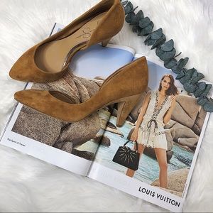 Jessica Simpson brown suede kitten toe heels